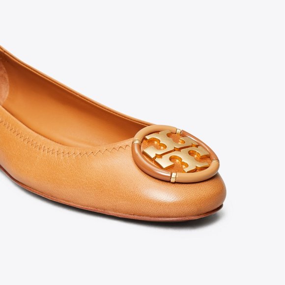 Tory Burch Multi-Logo Ballet Flats Tan 9.5 10 - Picture 4 of 11